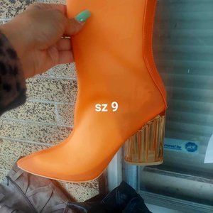 Orange Wedge Boot sz 9